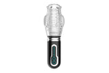 Thrusting 360 Rotating Male Stroker featuring a clear, textured design and advanced controls for customizable experience.