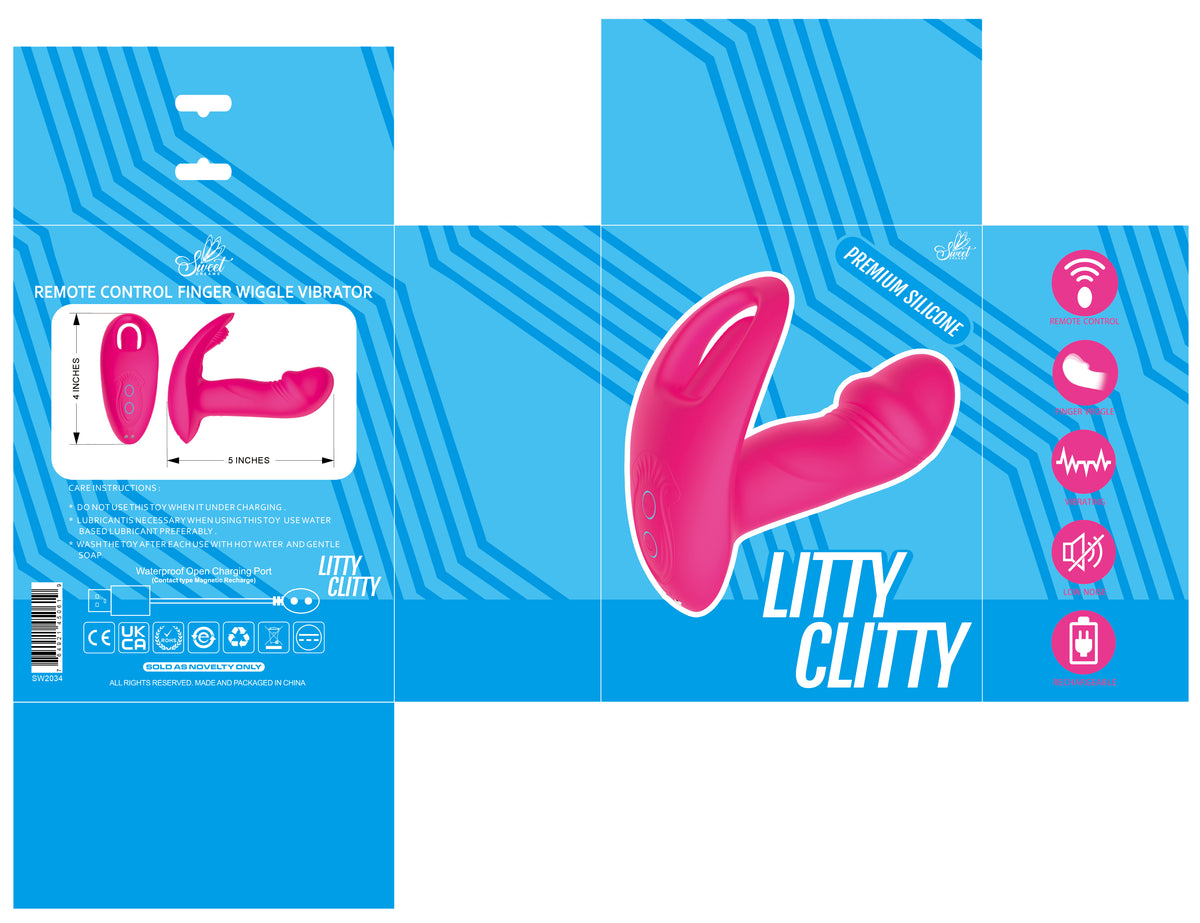 Litty Clitty Remote Control Wearable Vibrator packaging showing design and features for discreet pleasure.