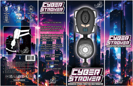 Cyber Stroker Advanced Tech Masturbator packaging showcasing advanced stroke function and remote control features.