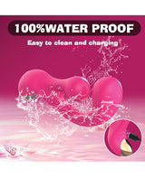 Bump Orgasm Turning Vibration G-Spot Massager Pink with water splashes, showcasing 100% waterproof design and charging feature.