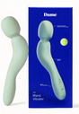 Dame Com Wand Vibrator Sage packaging featuring a curved handle and body-friendly design for comfort.