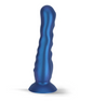 Maia Aurora Vibrating Liquid Silicone Suction Cup Dong in a sleek blue design, offering immersive pleasure and comfort