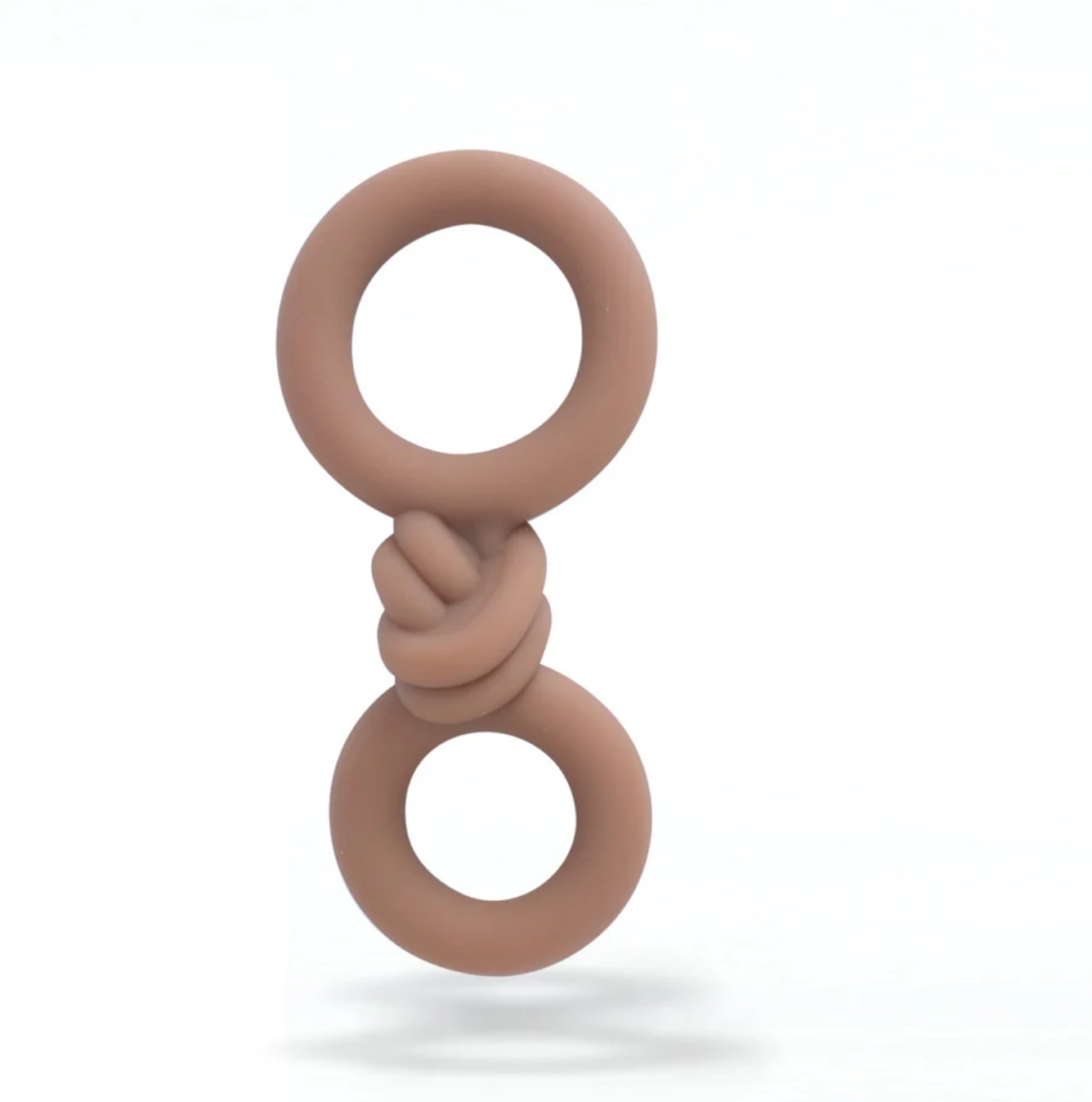 Maia Cooper Liquid Silicone Dual Super Stretch C-Ring Caramel displayed against a white background.