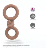 Maia Cooper Liquid Silicone Dual Super Stretch C-Ring Caramel display showing dual-ring design and silicone material.