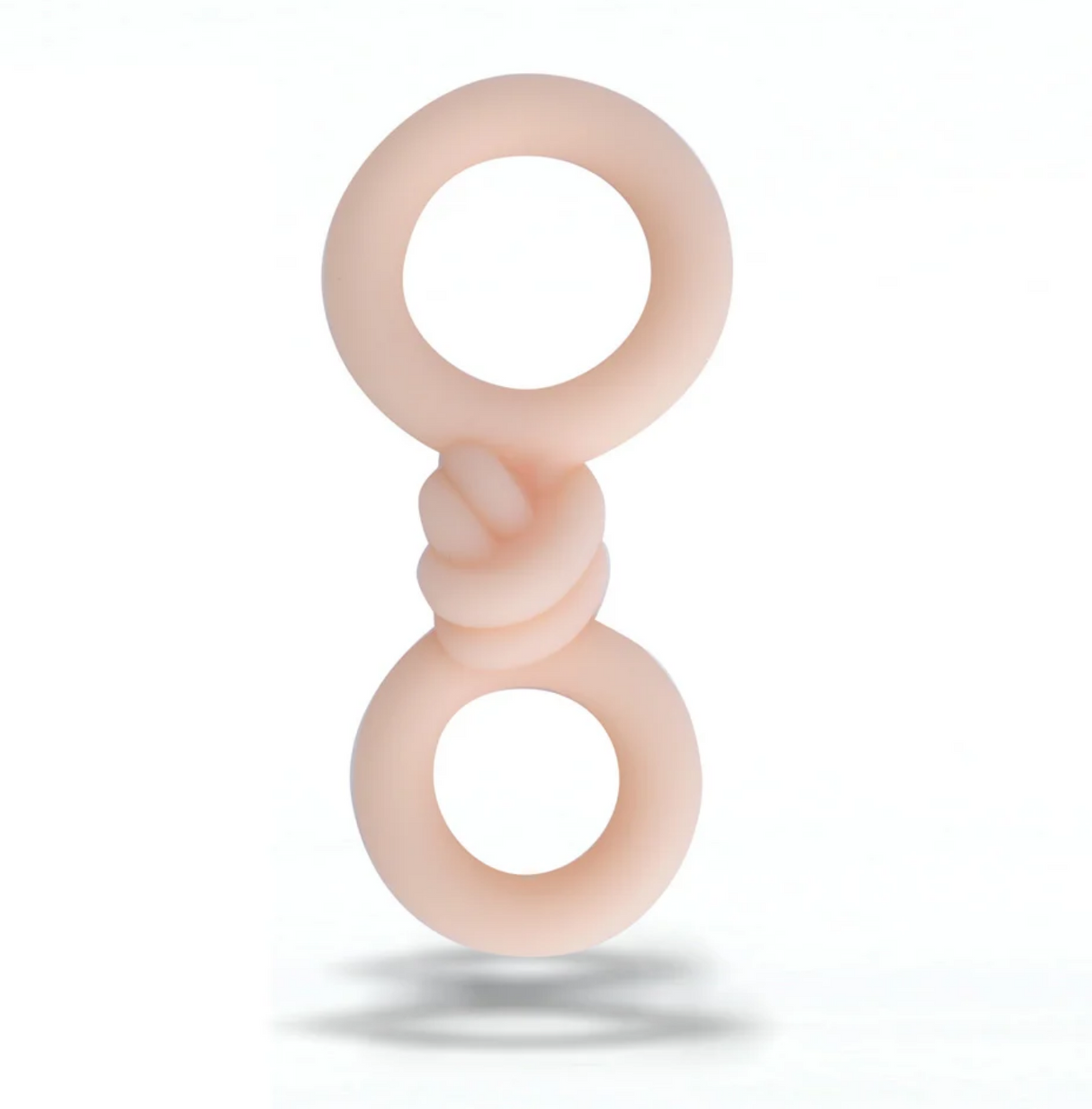 Maia Cooper Liquid Silicone Dual Super Stretch C-Ring Beige, crafted from high-grade liquid silicone for comfortable fit.