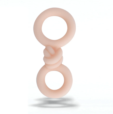 Maia Cooper Liquid Silicone Dual Super Stretch C-Ring Beige, crafted from high-grade liquid silicone for comfortable fit.