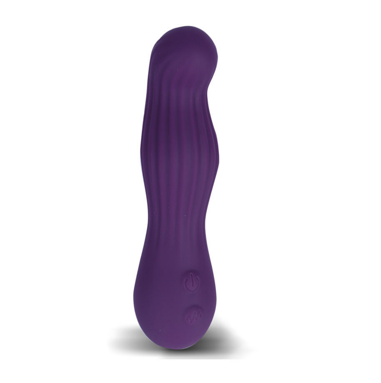 Maia Mesa Liquid Silicone G-Spot Vibrator in purple with wave texture and ergonomic design for pleasure.