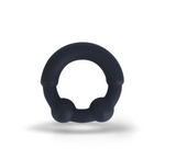 Maia Axel Liquid Silicone Metal Reinforced Super Stretch C-Ring in black silicone for enhanced stimulation and comfort.