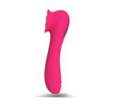 Maia Roza Silicone Premium Dual-Motor Rose Massager in vibrant pink color, showcasing its elegant design.