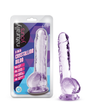 Naturally Yours 8 Inch Crystalline Dildo Amethyst in translucent purple packaging with suction cup base.