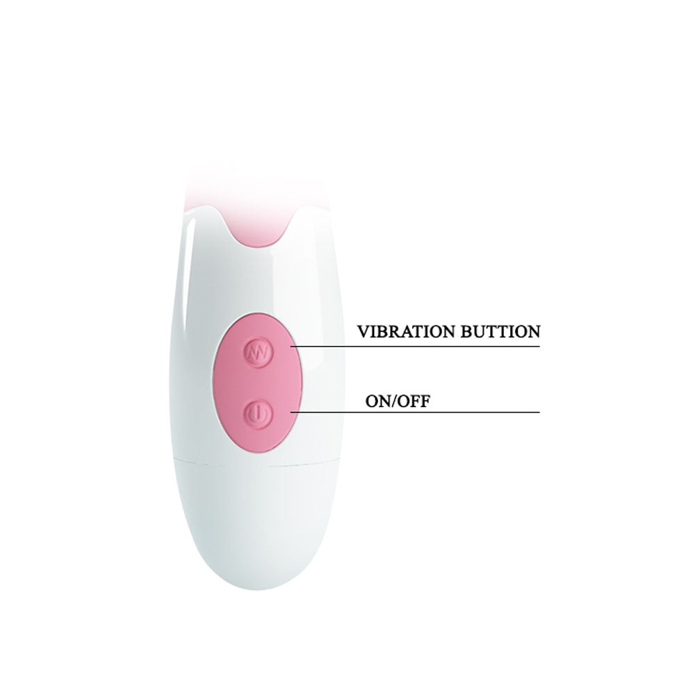 Close-up of the Pretty Love Hyman G-Spot Vibrator Pink showing vibration and on/off buttons.