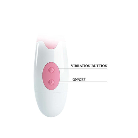 Close-up of the Pretty Love Hyman G-Spot Vibrator Pink showing vibration and on/off buttons.