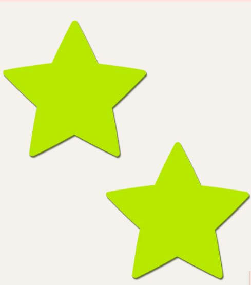 Pastease Star Glow In The Dark Neon Yellow stars in vibrant neon yellow for festival outfits.
