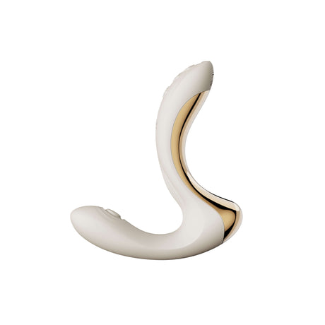 ZALO Talis G-Spot PulseWave Vibrator in Ivory White featuring ergonomic design for dual clitoral and G-spot stimulation.