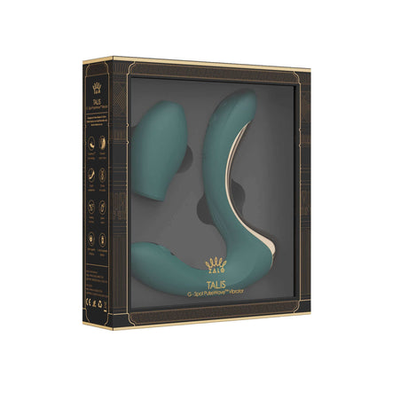 ZALO Talis G-Spot PulseWave Vibrator in box, turquoise green luxury sex toy with clitoral and G-spot stimulation.