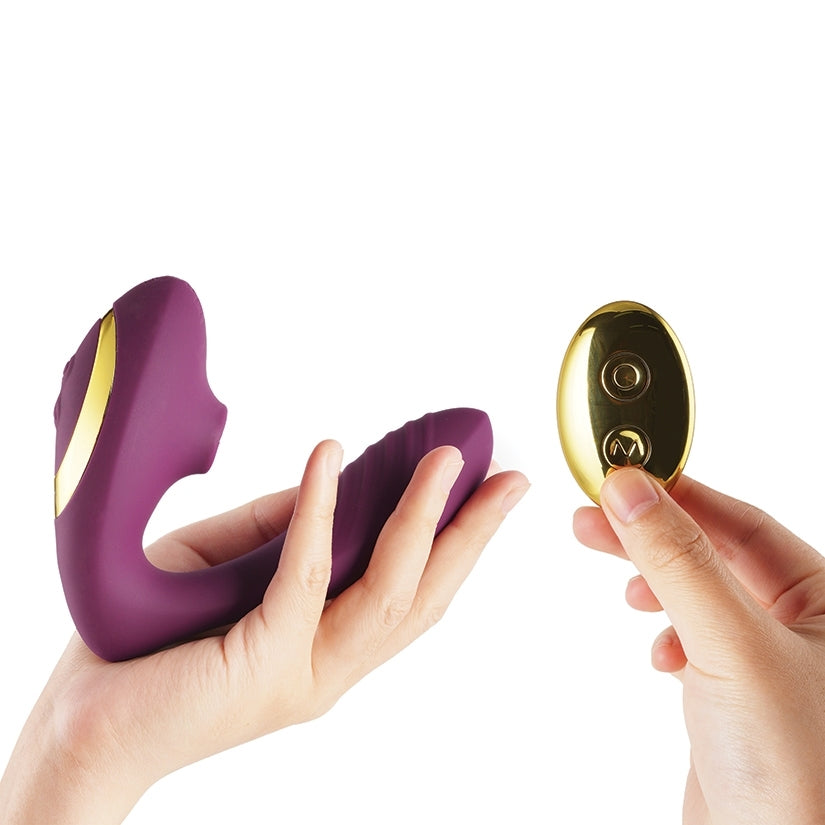 Tracy's Dog OG2 Clitoral Sucking Vibrator Purple with wireless remote for enhanced stimulation.