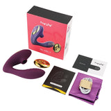 Tracy's Dog OG2 Clitoral Sucking Vibrator Purple packaging and accessories displayed, showcasing its features and design.