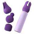 Tracy's Dog Nibble Bullet Vibrator Kit 4 Heads with purple silicone attachments and compact bullet vibrator.