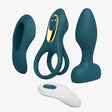 Tracy's Dog Maxikit 3 Piece Vibrator Set Dark Green featuring vibrating toys and remote.