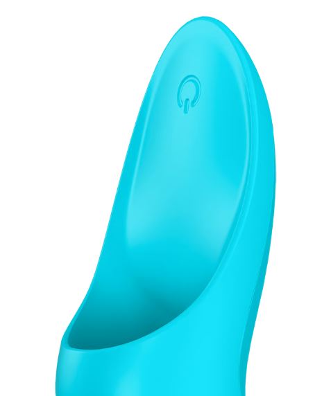 Satisfyer Teaser Rechargeable Finger Vibrator Blue in vibrant teal, designed for precise pleasure and intuitive use.