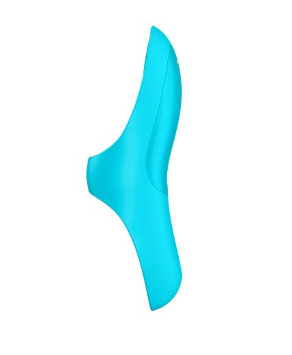 Satisfyer Teaser Rechargeable Finger Vibrator Blue shown in a sleek blue design, ideal for targeted stimulation.