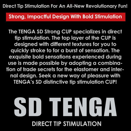 Tenga SD Original Vacuum Cup Strong Masturbator features bold design for direct tip stimulation, offering intense pleasure.