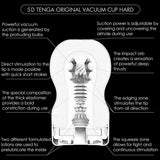SD Tenga Original Vacuum Cup Hard features power vacuum suction, adjustable suction, and unique internal stimulation designs.