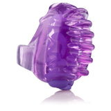 Screaming O Quickie Fing O Tips Finger Vibrator Purple side view, showcasing its tiny design and comfortable strap.