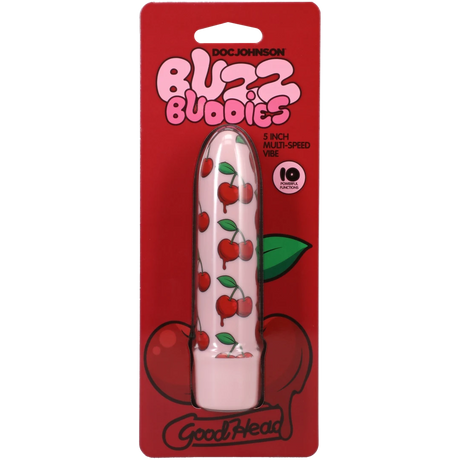 Goodhead Buzz Buddies 5 Inch Multi-Speed Vibe Cherries packaging featuring a cherry design.