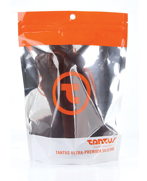 Tantus Mark O2 Dual Density Dildo Espresso packaging with Tantus Ultra-Premium Silicone branding.
