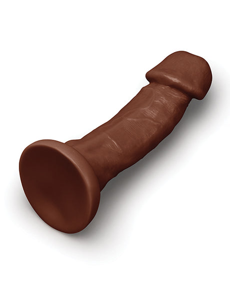 Together 9 Inch Realistic Suction Base Dildo Chocolate on a white background, showcasing its lifelike detailing.