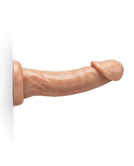 Together 9 Inch Realistic Dildo Suction Base Caramel displayed against a white background, showcasing its lifelike design.