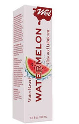 Wet Flavored Lubricant Juicy Watermelon 3.1 Oz packaging featuring watermelon graphics.