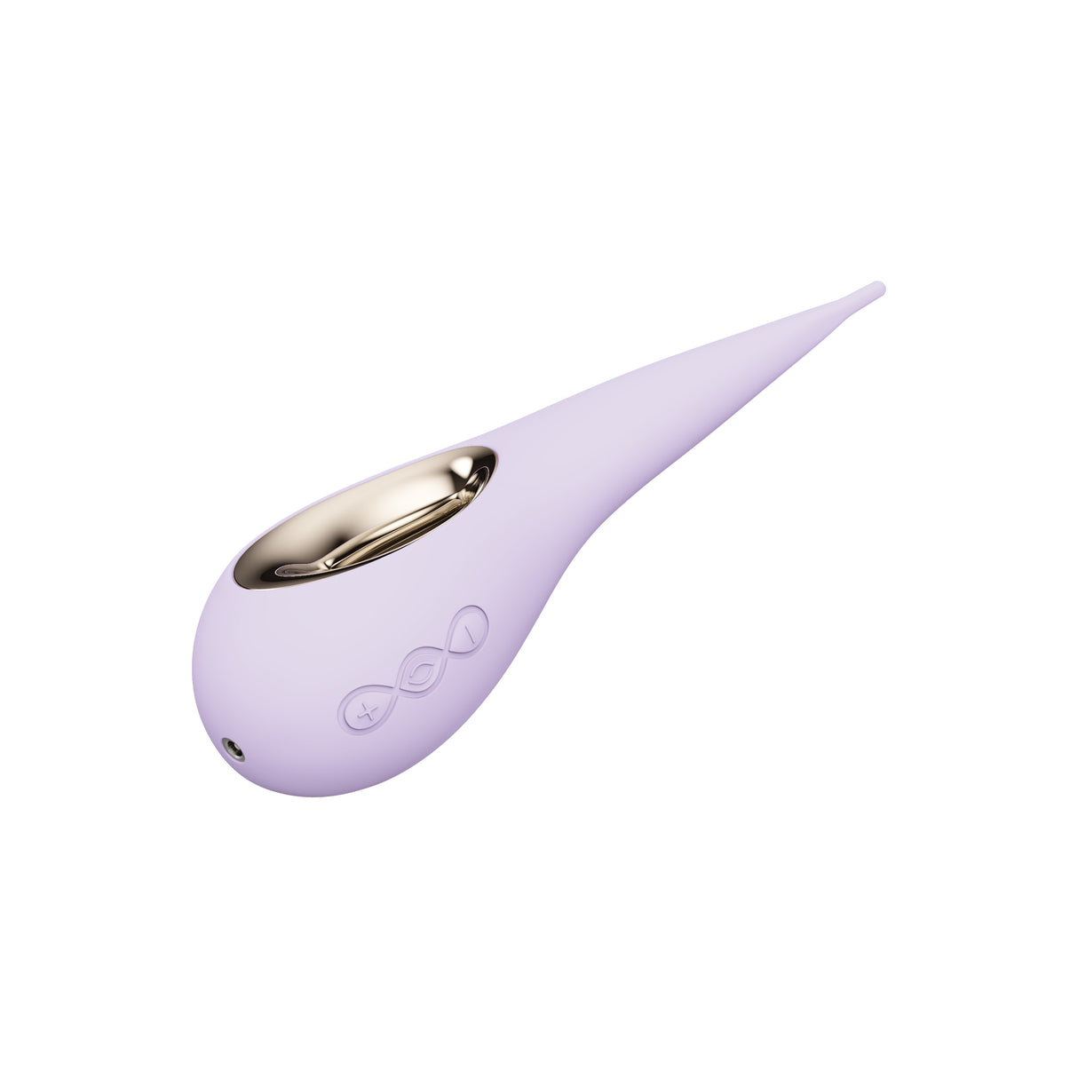 Lelo Dot Clitoral Stimulator Lilac with ergonomic design and gold accents for unique pleasure experience.