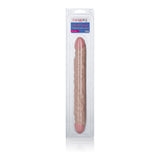 CalExotics Ivory Duo 12 Inch Veined Double Dong packaged and ready for intimacy and pleasure.