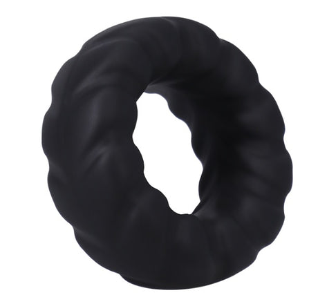 Rock Solid Fat Tire Silicone Cock Ring Black, wide silicone cock ring for firmer erections and enhanced stimulation.