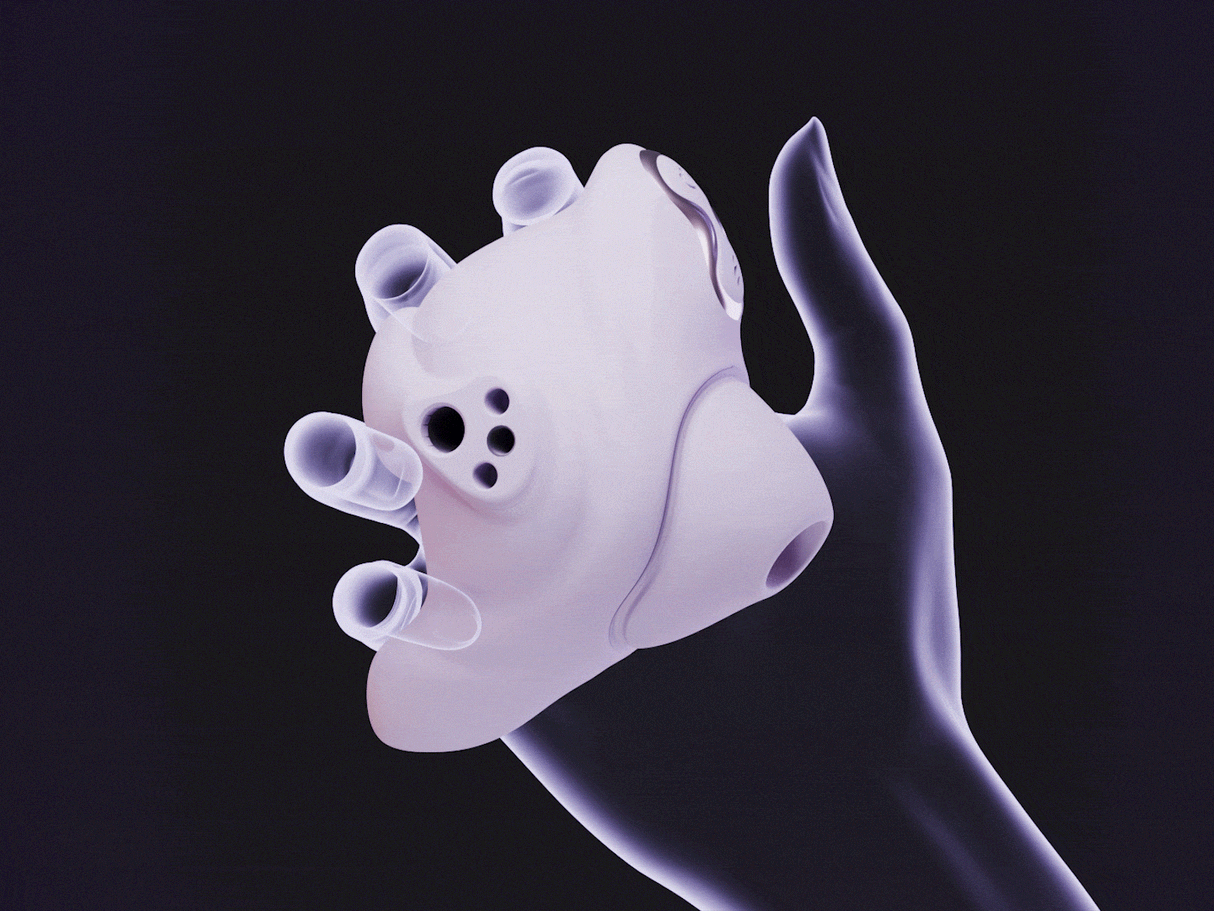 UEROS Suction & Insertable Vibrator Set Dual Function Purple held in a hand showcasing its innovative design.