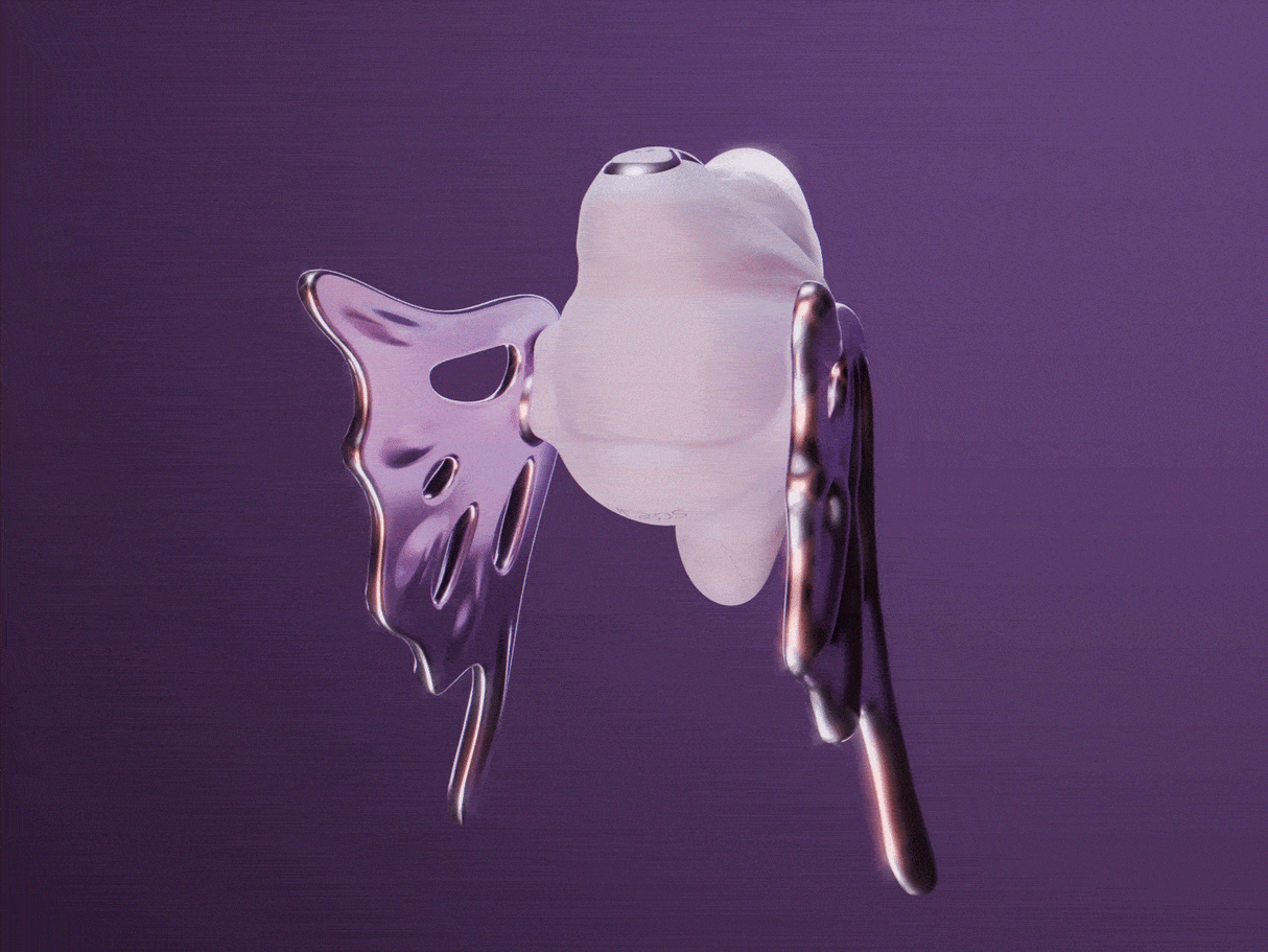 UEROS Suction & Insertable Vibrator Set Dual Function Purple showcasing its innovative design and dual stimulation features.