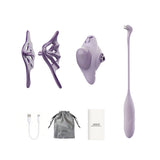 UEROS Suction & Insertable Vibrator Set Dual Function Purple components including suction and insertable parts.