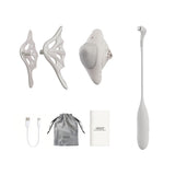 UEROS Suction & Insertable Vibrator Set Dual Function White including suction attachments and USB charger.