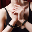 UPKO UPKO Luxury Italian Leather Thin Handcuff Bracelets - Black at $39.99