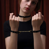 UPKO UPKO Luxury Italian Leather Thin Handcuff Bracelets - Black at $39.99