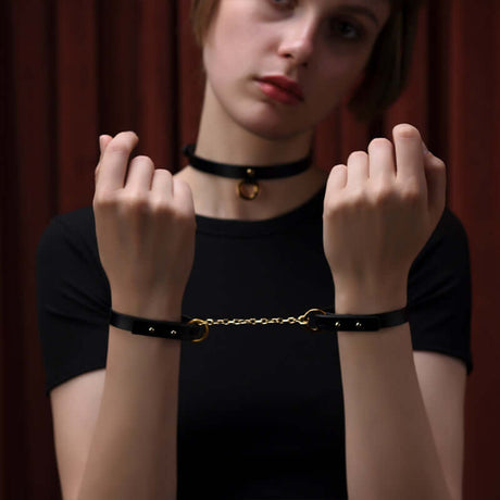 UPKO UPKO Luxury Italian Leather Thin Handcuff Bracelets - Black at $39.99