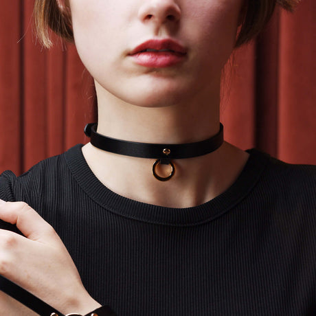 UPKO UPKO Luxury Italian Leather Thin Choker - Black at $34.99