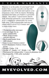 Evolved Palm Pleasure Teal Rechargeable Vibrator features a smooth design for targeted pleasure and a robust 7-speed motor.