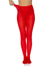 Leg Avenue Ari Nylon Tights One Size Red showcasing a smooth fit and vibrant color for a stylish wardrobe essential.