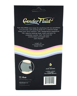 Gender Fluid 5 Inch Equipped Soft Packer Dark Brown packaging showing product details and colors.