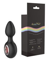 Gender Fluid Tremor Ring Plug Anal Vibe Black next to packaging, showcasing sleek design and features.