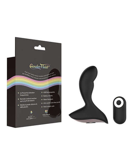 Product image of Gender Fluid Rumble Anal Vibe with Remote Black showcasing its packaging and design.