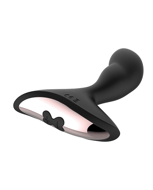 Gender Fluid Rumble Anal Vibe with Remote Black showcasing its sleek design and tapered shape.